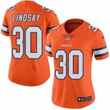 Women's Nike Denver Broncos #30 Phillip Lindsay Limited Orange Rush Vapor Untouchable NFL Jersey