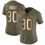 Women's Nike Denver Broncos #30 Phillip Lindsay Limited Olive Gold 2017 Salute to Service NFL Jersey