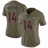 Women's Nike Denver Broncos #14 Courtland Sutton Limited Olive 2017 Salute to Service NFL Jersey