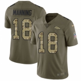 Youth Nike Denver Broncos #18 Peyton Manning Limited Olive/Camo 2017 Salute to Service NFL Jersey