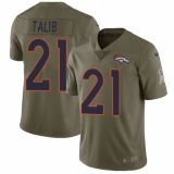 Youth Nike Denver Broncos #21 Aqib Talib Limited Olive 2017 Salute to Service NFL Jersey