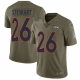 Youth Nike Denver Broncos #26 Darian Stewart Limited Olive 2017 Salute to Service NFL Jersey