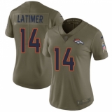 Women's Nike Denver Broncos #14 Cody Latimer Limited Olive 2017 Salute to Service NFL Jersey