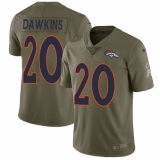 Men's Nike Denver Broncos #20 Brian Dawkins Limited Olive 2017 Salute to Service NFL Jersey