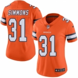 Women's Nike Denver Broncos #31 Justin Simmons Limited Orange Rush Vapor Untouchable NFL Jersey