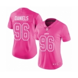 Women's Detroit Lions #96 Mike Daniels Limited Pink Rush Fashion Football Jersey