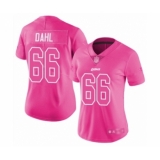 Women's Detroit Lions #66 Joe Dahl Limited Pink Rush Fashion Football Jersey