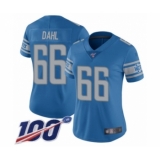Women's Detroit Lions #66 Joe Dahl Blue Team Color Vapor Untouchable Limited Player 100th Season Football Jersey