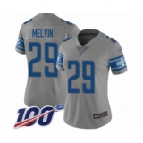 Women's Detroit Lions #29 Rashaan Melvin Limited Gray Inverted Legend 100th Season Football Jersey