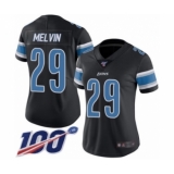 Women's Detroit Lions #29 Rashaan Melvin Limited Black Rush Vapor Untouchable 100th Season Football Jersey