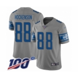 Men's Detroit Lions #88 T.J. Hockenson Limited Gray Inverted Legend 100th Season Football Jersey