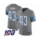 Men's Detroit Lions #43 Will Harris Limited Steel Rush Vapor Untouchable 100th Season Football Jersey