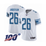 Men's Detroit Lions #26 C.J. Anderson White Vapor Untouchable Limited Player 100th Season Football Jersey
