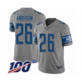 Men's Detroit Lions #26 C.J. Anderson Limited Gray Inverted Legend 100th Season Football Jersey