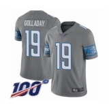 Men's Detroit Lions #19 Kenny Golladay Limited Steel Rush Vapor Untouchable 100th Season Football Jersey