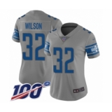 Women's Detroit Lions #32 Tavon Wilson Limited Gray Inverted Legend 100th Season Football Jersey
