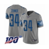 Youth Detroit Lions #34 Zach Zenner Limited Gray Inverted Legend 100th Season Football Jersey