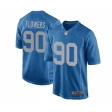 Men's Detroit Lions #90 Trey Flowers Game Blue Alternate Football Jersey