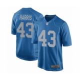 Men's Detroit Lions #43 Will Harris Game Blue Alternate Football Jersey