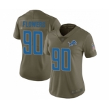 Women's Detroit Lions #90 Trey Flowers Limited Olive 2017 Salute to Service Football Jersey