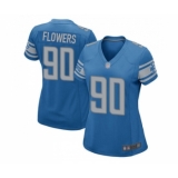 Women's Detroit Lions #90 Trey Flowers Game Blue Team Color Football Jersey