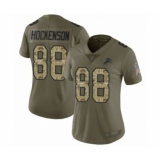 Women's Detroit Lions #88 T.J. Hockenson Limited Olive Camo Salute to Service Football Jersey