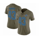 Women's Detroit Lions #43 Will Harris Limited Olive 2017 Salute to Service Football Jersey