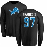 NFL Nike Detroit Lions #97 Ricky Jean Francois Black Name & Number Logo Long Sleeve T-Shirt