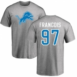 NFL Nike Detroit Lions #97 Ricky Jean Francois Ash Name & Number Logo T-Shirt