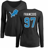 NFL Women's Nike Detroit Lions #97 Ricky Jean Francois Black Name & Number Logo Long Sleeve T-Shirt