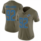 Women's Nike Detroit Lions #92 Sylvester Williams Limited Olive 2017 Salute to Service NFL Jersey