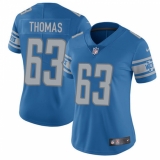 Women's Nike Detroit Lions #63 Brandon Thomas Limited Light Blue Team Color Vapor Untouchable NFL Jersey