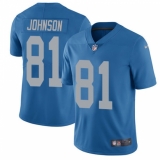 Men's Nike Detroit Lions #81 Calvin Johnson Elite Blue Alternate NFL Jersey