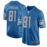 Men's Nike Detroit Lions #81 Calvin Johnson Game Light Blue Team Color NFL Jersey