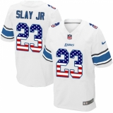 Men's Nike Detroit Lions #23 Darius Slay Elite White Road USA Flag Fashion NFL Jersey