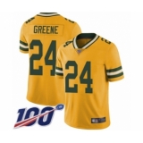 Youth Green Bay Packers #24 Raven Greene Limited Gold Rush Vapor Untouchable 100th Season Football Jersey