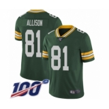 Men's Green Bay Packers #81 Geronimo Allison Green Team Color Vapor Untouchable Limited Player 100th Season Football Jersey