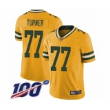 Men's Green Bay Packers #77 Billy Turner Limited Gold Rush Vapor Untouchable 100th Season Football Jersey