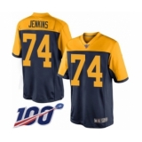 Men's Green Bay Packers #74 Elgton Jenkins Limited Navy Blue Alternate 100th Season Football Jersey