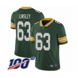 Men's Green Bay Packers #63 Corey Linsley Green Team Color Vapor Untouchable Limited Player 100th Season Football Jersey