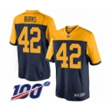 Men's Green Bay Packers #42 Oren Burks Limited Navy Blue Alternate 100th Season Football Jersey