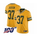 Men's Green Bay Packers #37 Josh Jackson Limited Gold Rush Vapor Untouchable 100th Season Football Jersey