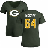 NFL Women's Nike Green Bay Packers #64 Justin McCray Green Name & Number Logo T-Shirt