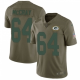 Men's Nike Green Bay Packers #64 Justin McCray Limited Olive 2017 Salute to Service NFL Jersey