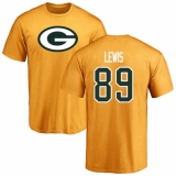 NFL Nike Green Bay Packers #89 Marcedes Lewis Gold Name & Number Logo T-Shirt