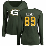 NFL Women's Nike Green Bay Packers #89 Marcedes Lewis Green Name & Number Logo Long Sleeve T-Shirt