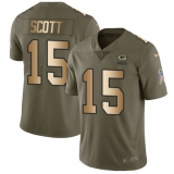 Youth Nike Green Bay Packers #15 JK Scott Limited Olive Gold 2017 Salute to Service NFL Jersey