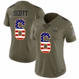 Women's Nike Green Bay Packers #6 JK Scott Limited Olive/USA Flag 2017 Salute to Service NFL Jersey