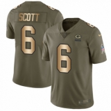 Youth Nike Green Bay Packers #6 JK Scott Limited Olive/Gold 2017 Salute to Service NFL Jersey