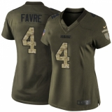 Women's Nike Green Bay Packers #4 Brett Favre Elite Green Salute to Service NFL Jersey